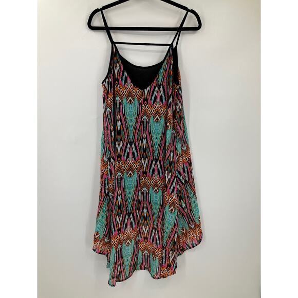 Rue 21 Multi-Color Tribal Lightweight Spaghetti Strap Hi Low Slip Dress READ - Picture 3 of 9